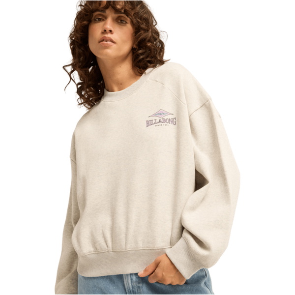 2026 Billabong Womens Heritage Crew Sweatshirt EBJSF00203 - Grey Heather